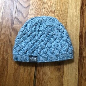 North face fleece light blue beanie